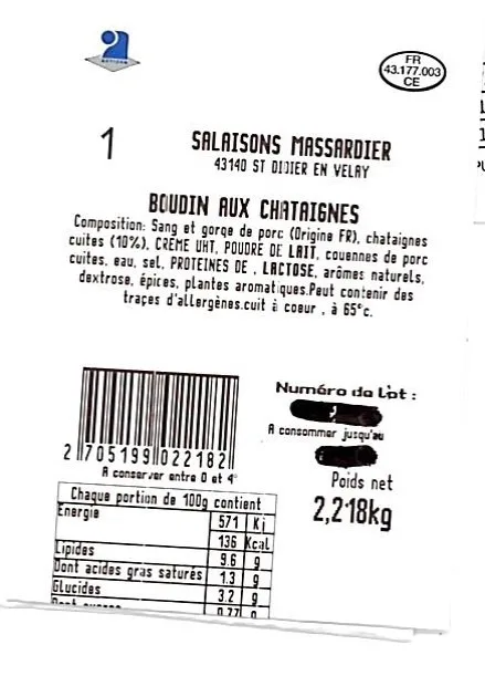 Boudin a la chataigne coupe