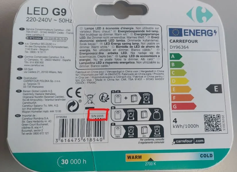 Ampoules led capsules g9x2 - lots 2201 à 2204