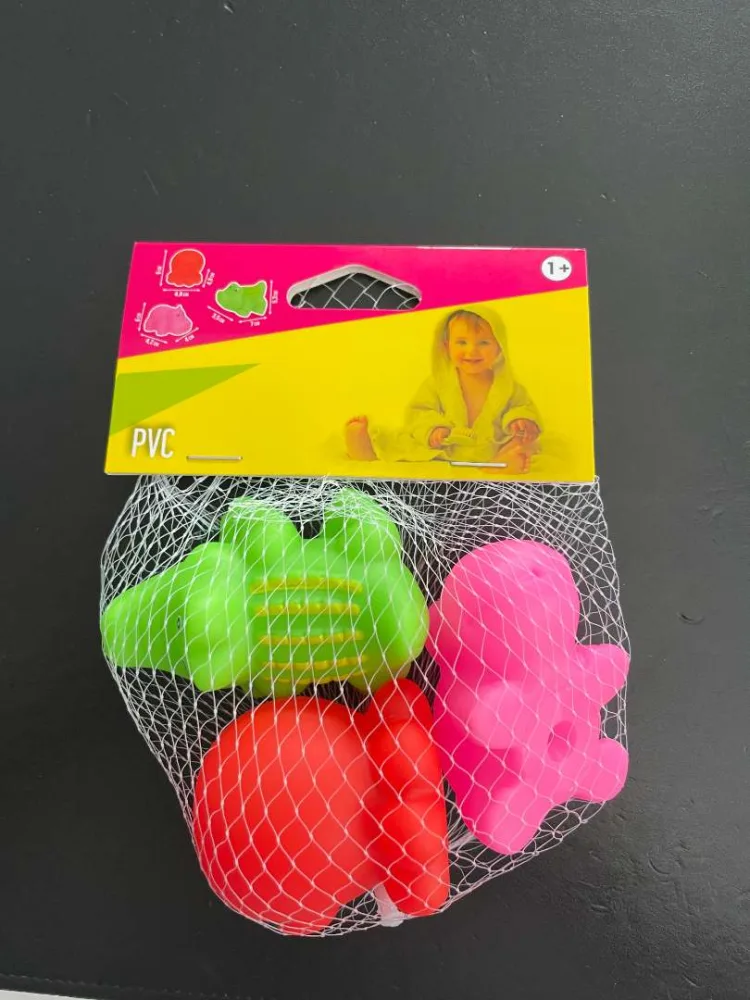 Set de 3 petits animaux de bain sonores hippopotame/crocodile/pieuvre