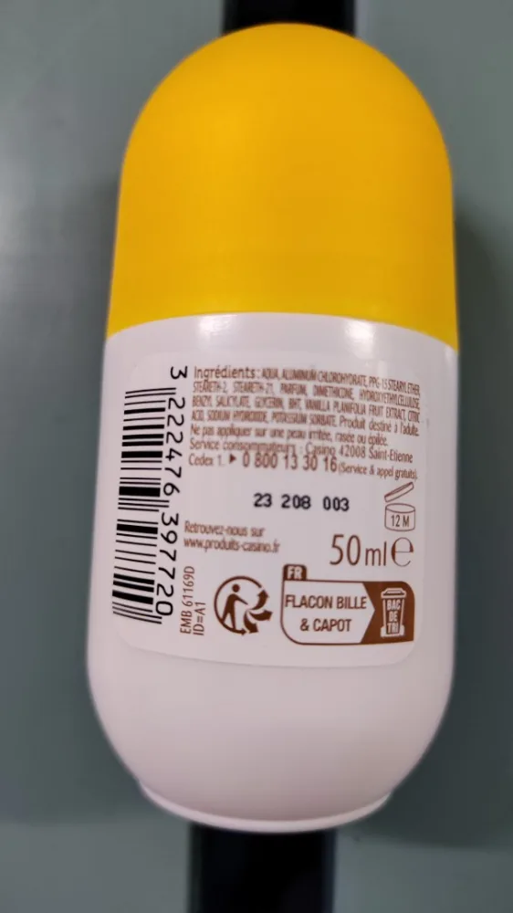Deodorant bille anti-transpirant au parfum vanille et a l'extrait de vanille 50ml ysiance