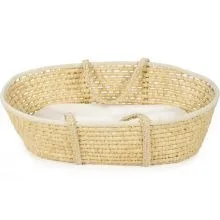 Couffin en osier et support de couffin en bois naturel