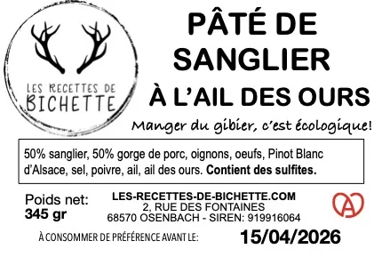 Pâté de sanglier et plats cuisinés à base de sanglier