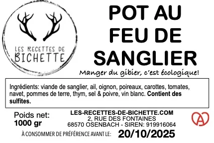 Pâté de sanglier et plats cuisinés à base de sanglier