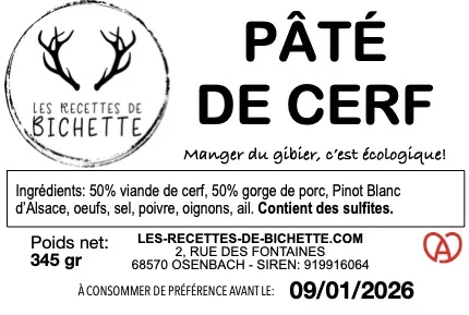 Pâté de cerf, de biche, de daim et de chamois