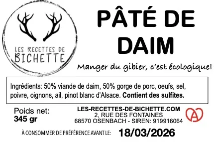Pâté de cerf, de biche, de daim et de chamois