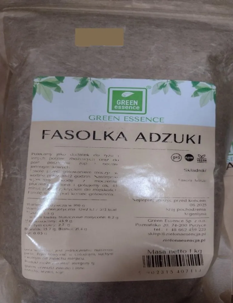 FASOLKA ADZUKI, marki GEEN ESSENCE; opakowania 1kg i 500g