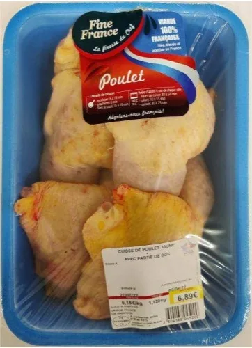 Cuisse de poulet jaune avec portion de dos