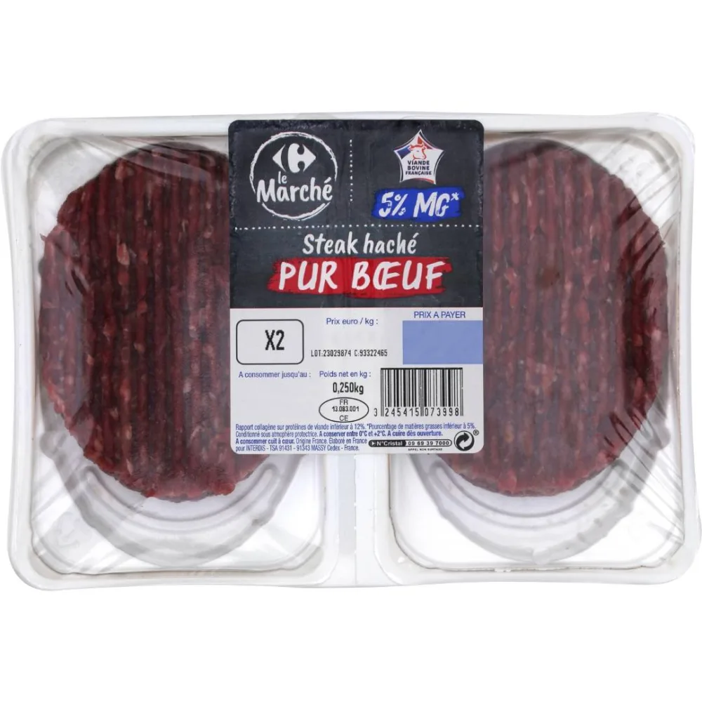 Steak hache et viande hachee pur boeuf