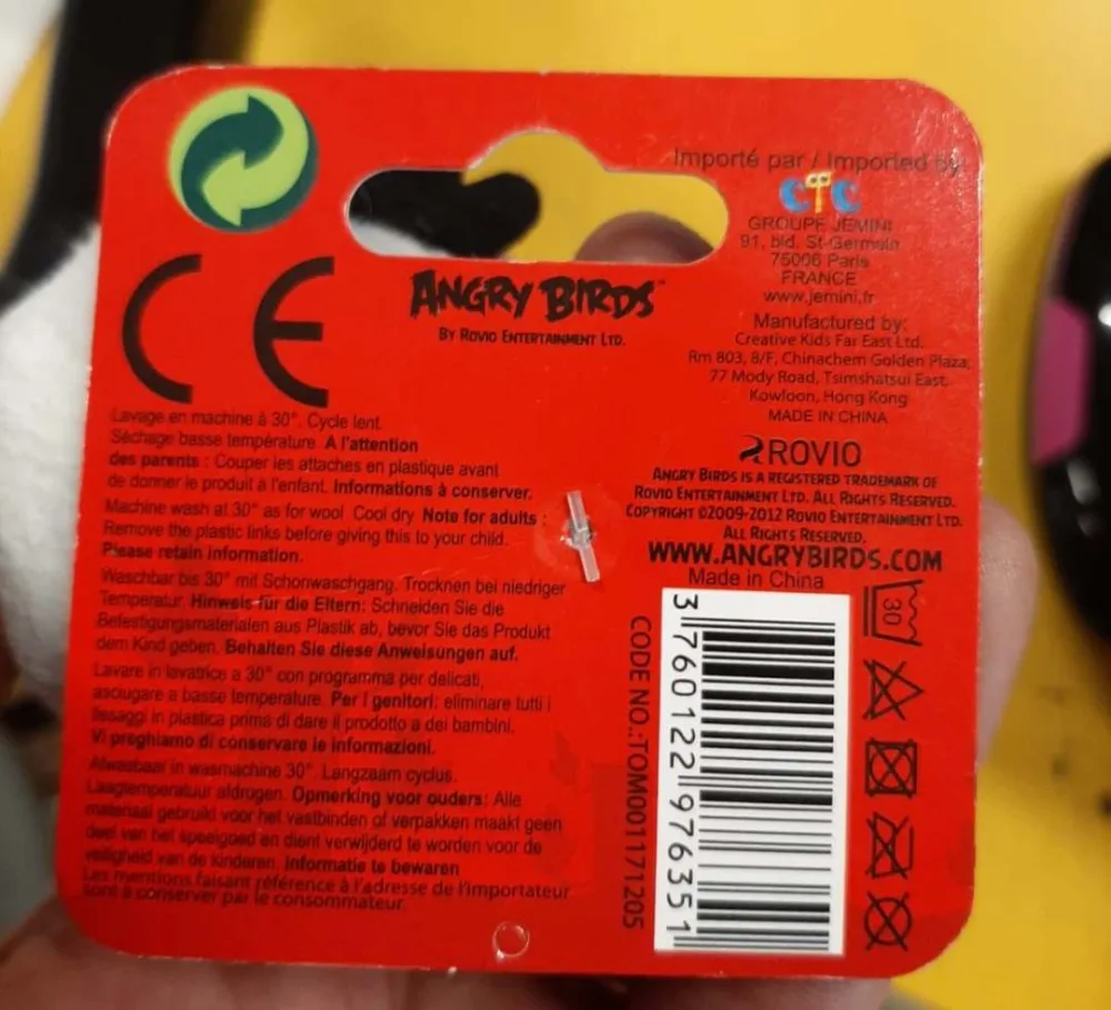 Peluche embout crayon angry birds
