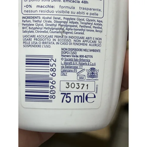 Deodorant spray