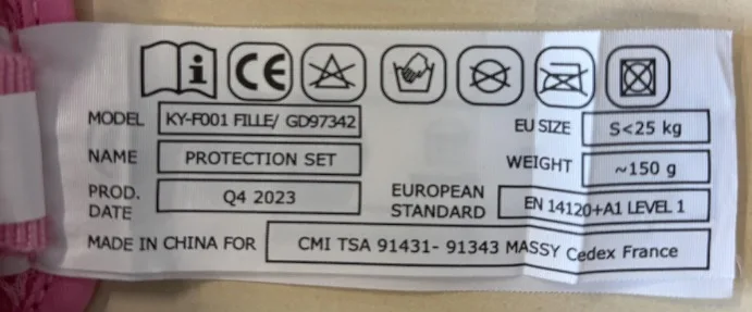 Set de protection taille s