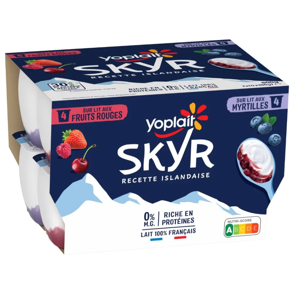 Skyr myrtilles et skyr panache fruits rouges