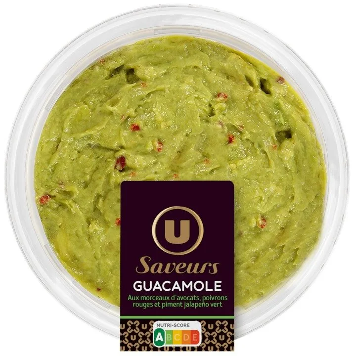 Guacamole aux morceaux d’avocat poivrons rouges & piment jalapeno vert u saveurs 175 g