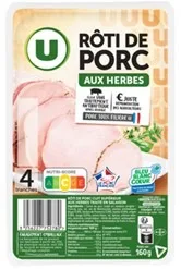 Rôti de porc bleu blanc cœur u 4 tranches 160g