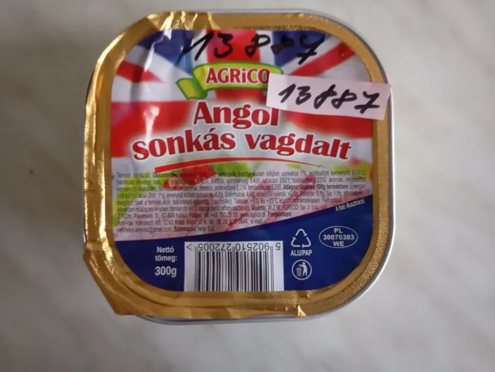 Nevyhovujúci výrobok Anglický šunkový nárez, mäsová konzerva 300g, šarža 081125L7