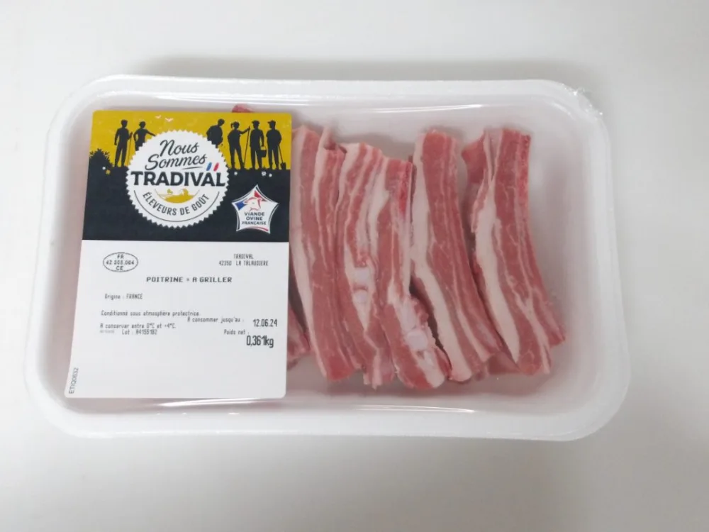 Viande fraiche piécée en barquette uvci sous atmosphère protectrice