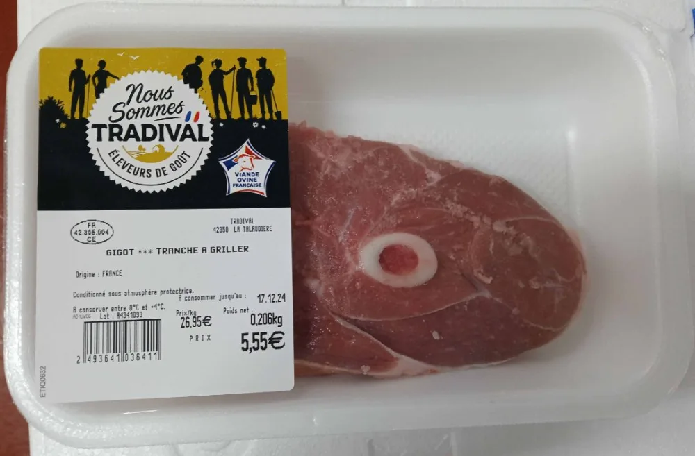Viande fraiche piécée en barquette uvci sous atmosphère protectrice