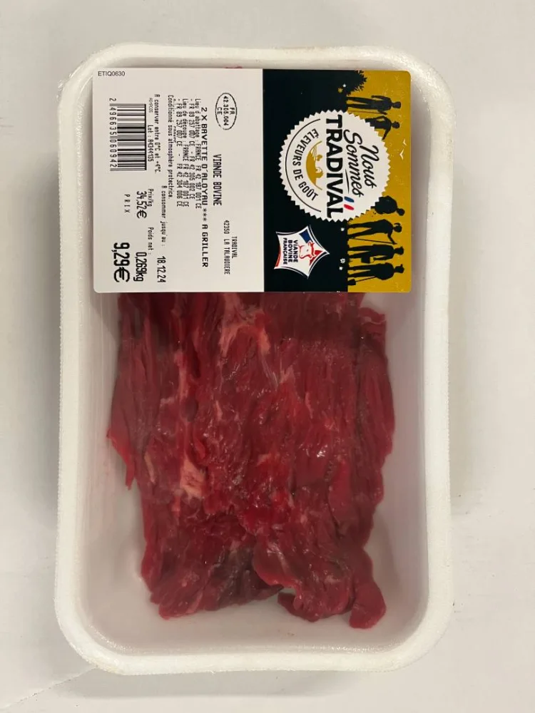 Viande fraiche piécée en barquette uvci sous atmosphère protectrice