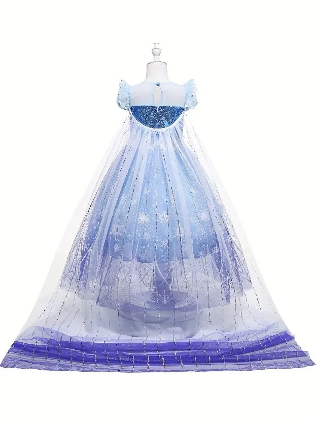 Robe princesse envoûtante en tulle avec led et détails pailletés - manches bouffante / girl's princess led dress, sequin decor puff sleeve tulle dress, fairy tale character cosplay costume