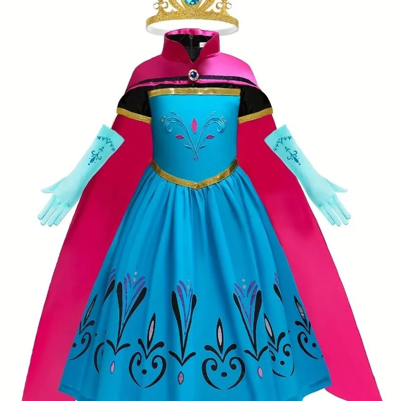 Nsemble robe de princesse - toddler girls flowers embroidery cap sleeve princess dress costume dress up halloween party performance cosplay outfit