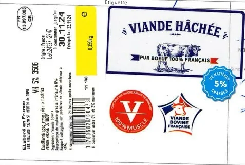 Viande hachée 5% so beef 350 gr tartare 5% 2x125 gr viande hachée 5% 350 gr steak haché 20 % 6x125 gr viande hachée 20% 650 gr