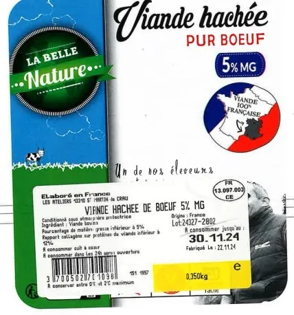 Viande hachée 5% so beef 350 gr tartare 5% 2x125 gr viande hachée 5% 350 gr steak haché 20 % 6x125 gr viande hachée 20% 650 gr
