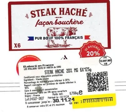 Viande hachée 5% so beef 350 gr tartare 5% 2x125 gr viande hachée 5% 350 gr steak haché 20 % 6x125 gr viande hachée 20% 650 gr