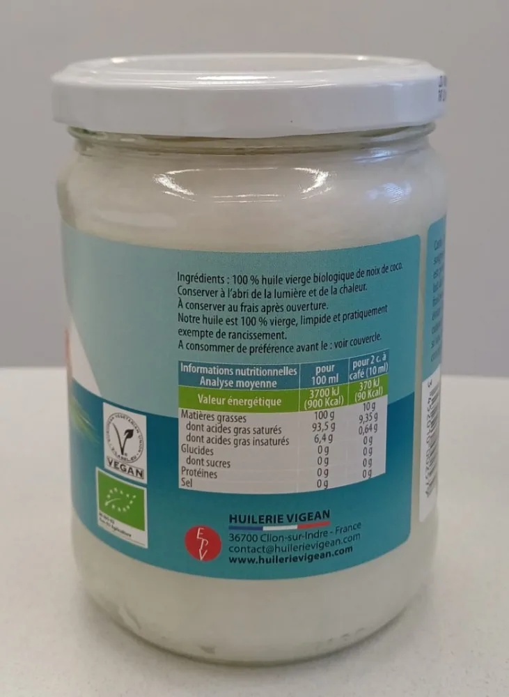 Huile vierge biologique de noix de coco