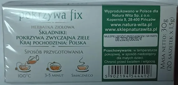 Ostrzeżenie publiczne dotyczące żywności: Alkaloidy pirolizydynowe w określonej partii herbatki ziołowej z pokrzywy