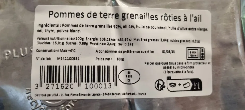 Pommes de terre grenailles rôties à l'ail 600g