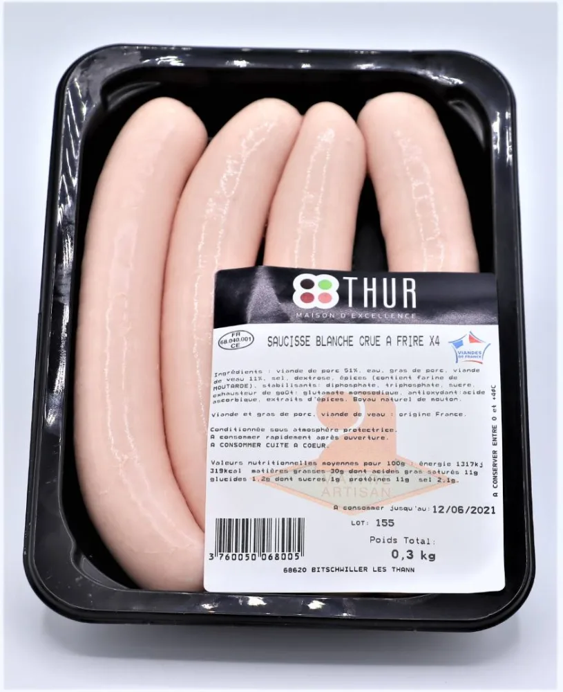 Saucisse blanche crue à frire