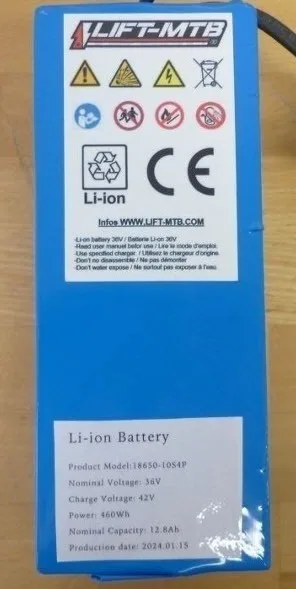 Batterie vélo électrique vae de marque lift mtb 36v