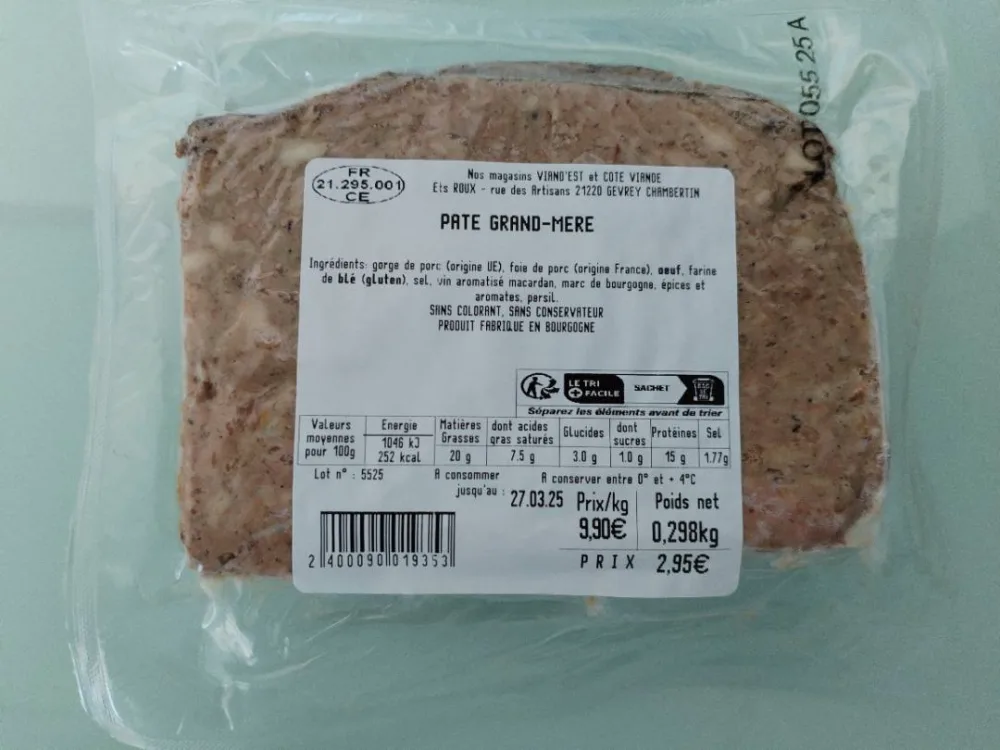 Pate a l'ancienne, pate grand mere, pate forestier en tranche
