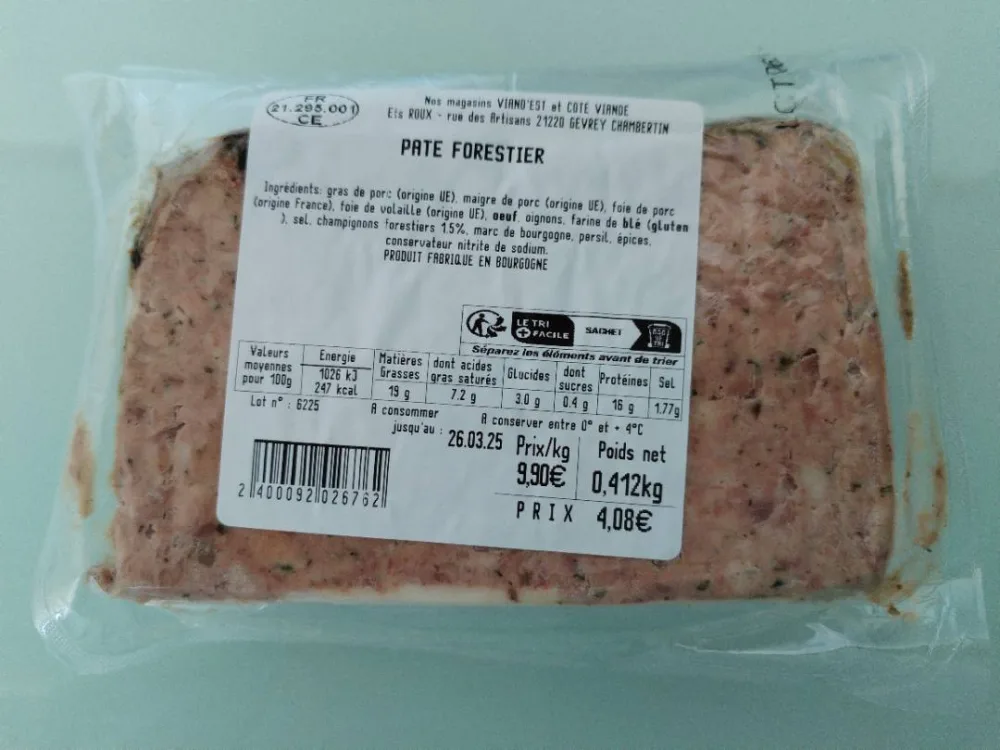 Pate a l'ancienne, pate grand mere, pate forestier en tranche