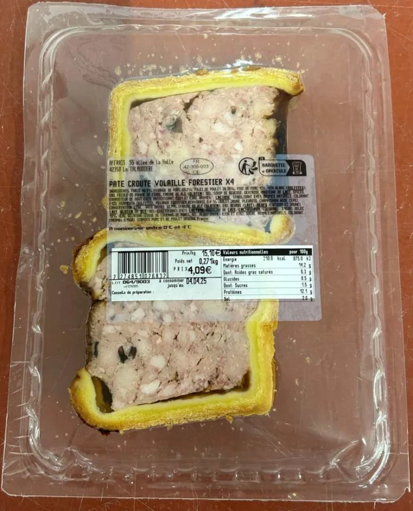 Pate croute de volaille forestier