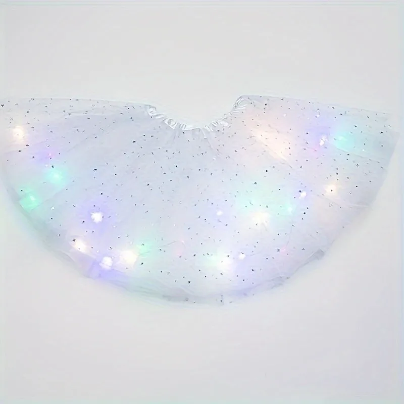 Jupe de tutu led pour filles, robe de ballet princesse pour performance de danse, jupe midi pour enfants, fée, mesh fin, costume d'halloween mardi gras