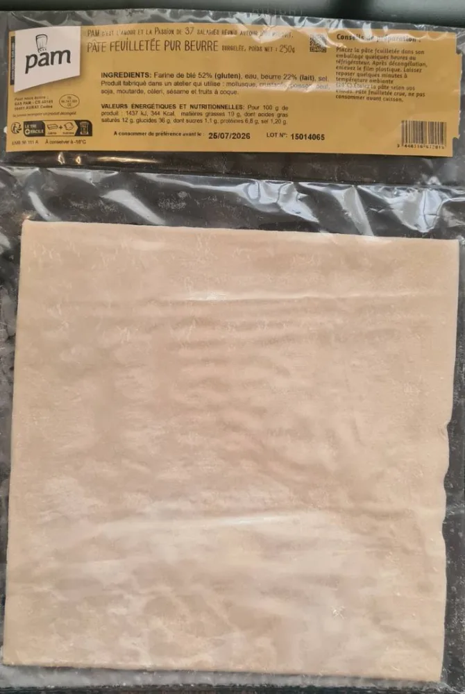 Pate feuilletee pur beurre
