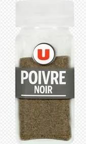 Poivre noir moulu u format petit 22g et poivre noir moulu u format classique 45g