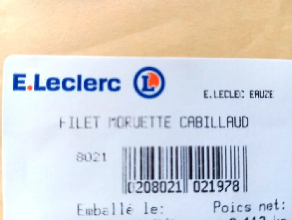 Filet moruette cabillaud