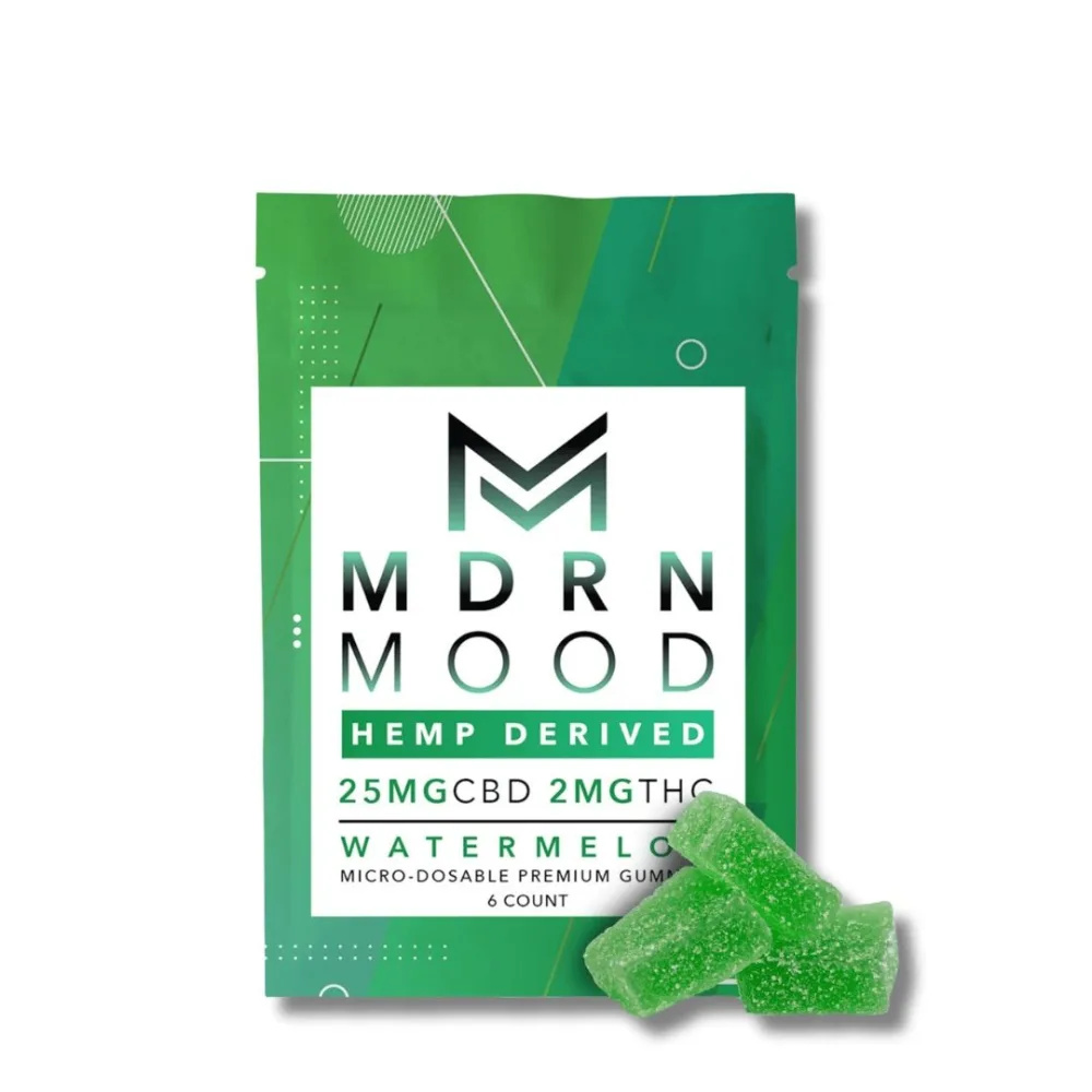 Hemp derived 25mg cbd 2mg thc watermelon full spectrum premium gummies