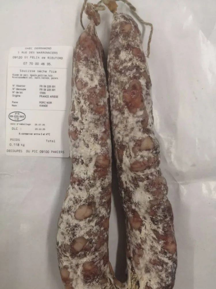Saucisse perche, saucisson sec, saucisse de foie, chorizo (porc, boeuf et mixte porc boeuf) produits secs
