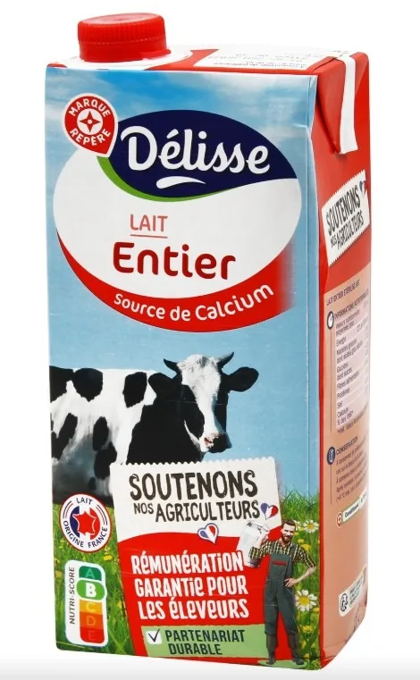 Lait uht entier en brique - 6 x 1l