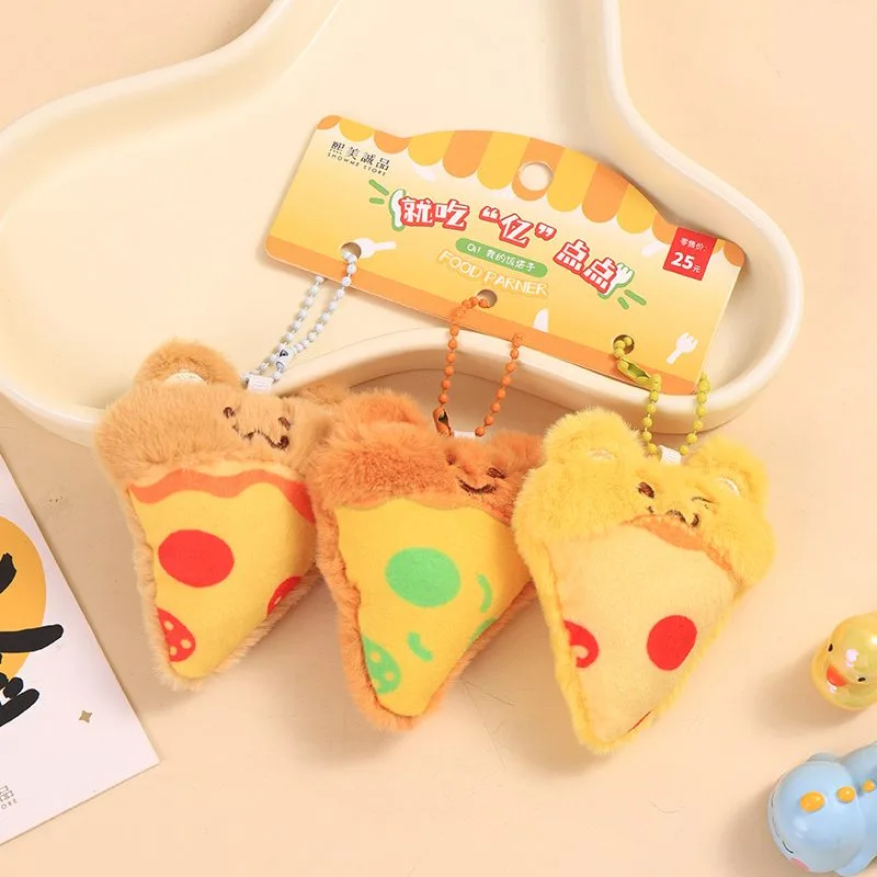 Cute cat pizza plush keychain