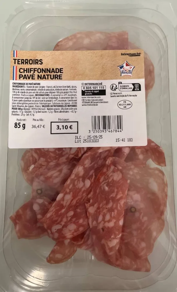 Chiffonnade de pavé nature 85g