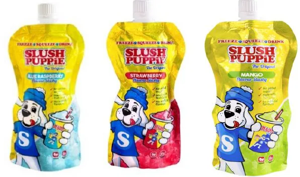 Toxic Waste in den Geschmacksrichtungen "Blue Raspberry", "Lemon and Lime" und "Apple". Slush Puppie in den Geschmacksrichtungen "Blue Raspberry", "Strawberry" und "Mango". ICEE in den Geschmacksrichtungen "Blue Raspberry"und "Strawberry"