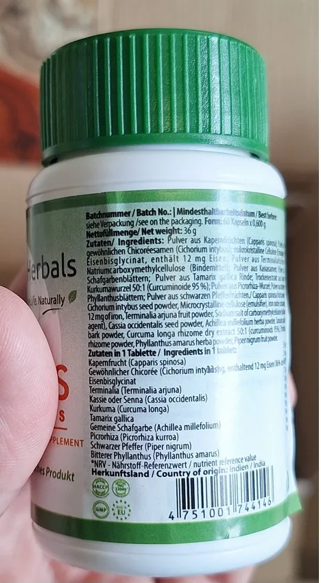 Liver-Tabs - Nahrungsergänzugsmittel, Unifarma Herbals, 36 Gramm