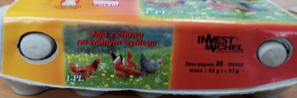 Jaja z chowu na wolnym wybiegu, 1-PL, świeżość klasa A, klasa wagowa M