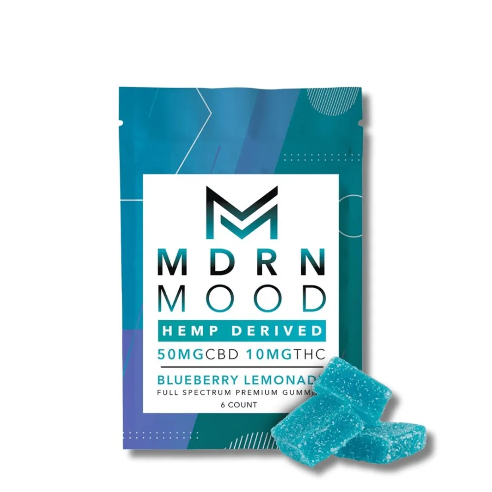 Hemp derived 50mg cbd 10mg thc blueberry lemonade full spectrum premium gummies