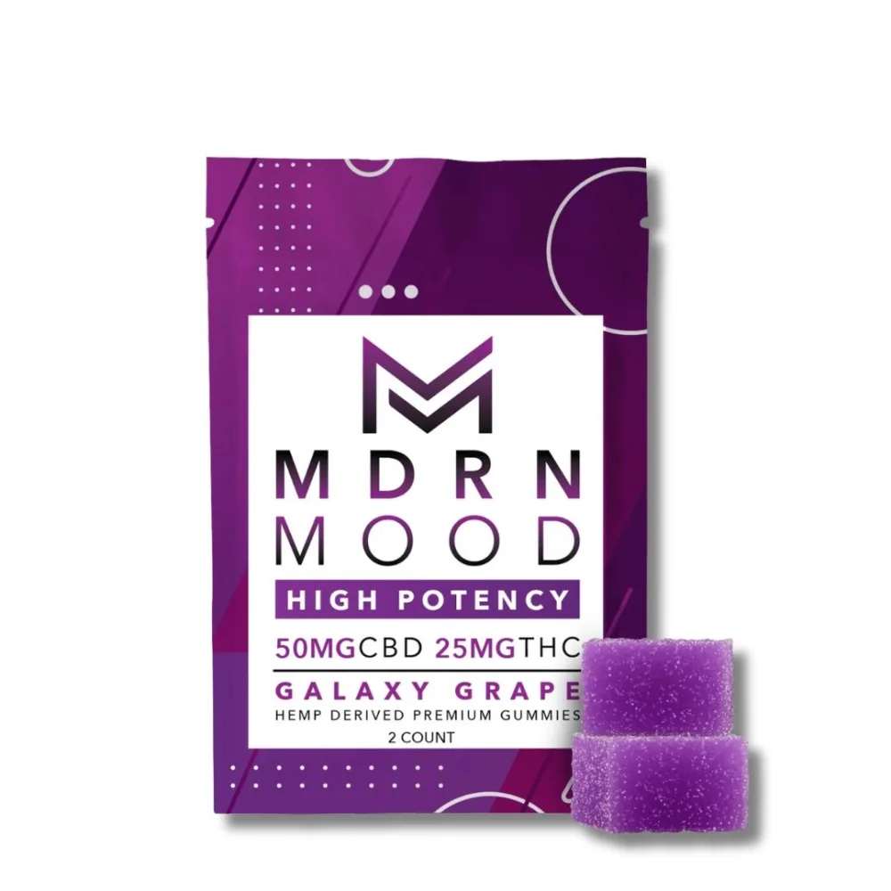 Hemp derived 50mg cbd 25mg thc galaxy grape full spectrum premium gummies