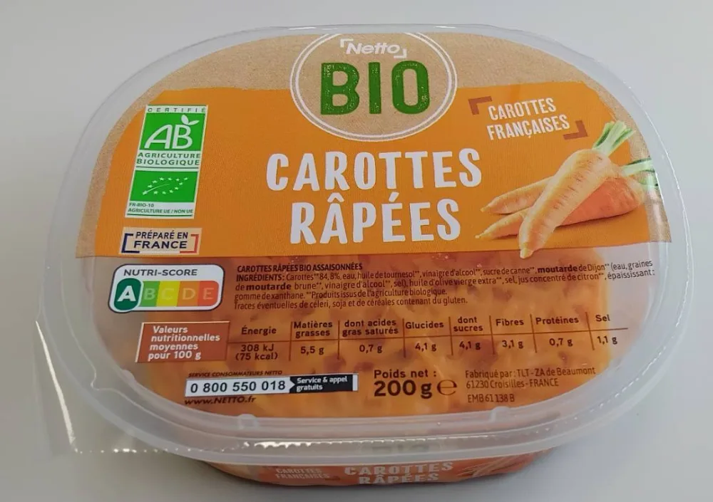 Carottes rapees bio